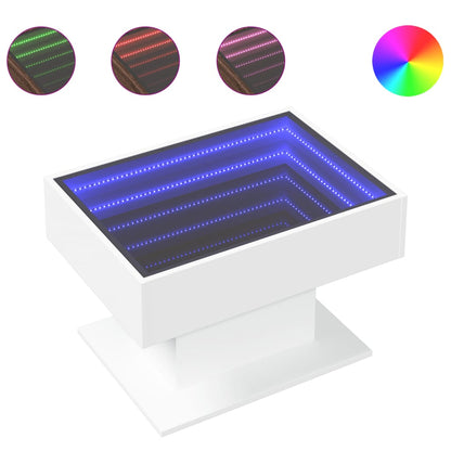 Salongbord Sofabord Hvit med LED 70x50x45 cm