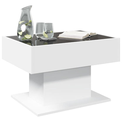 Salongbord Sofabord Hvit med LED 70x50x45 cm