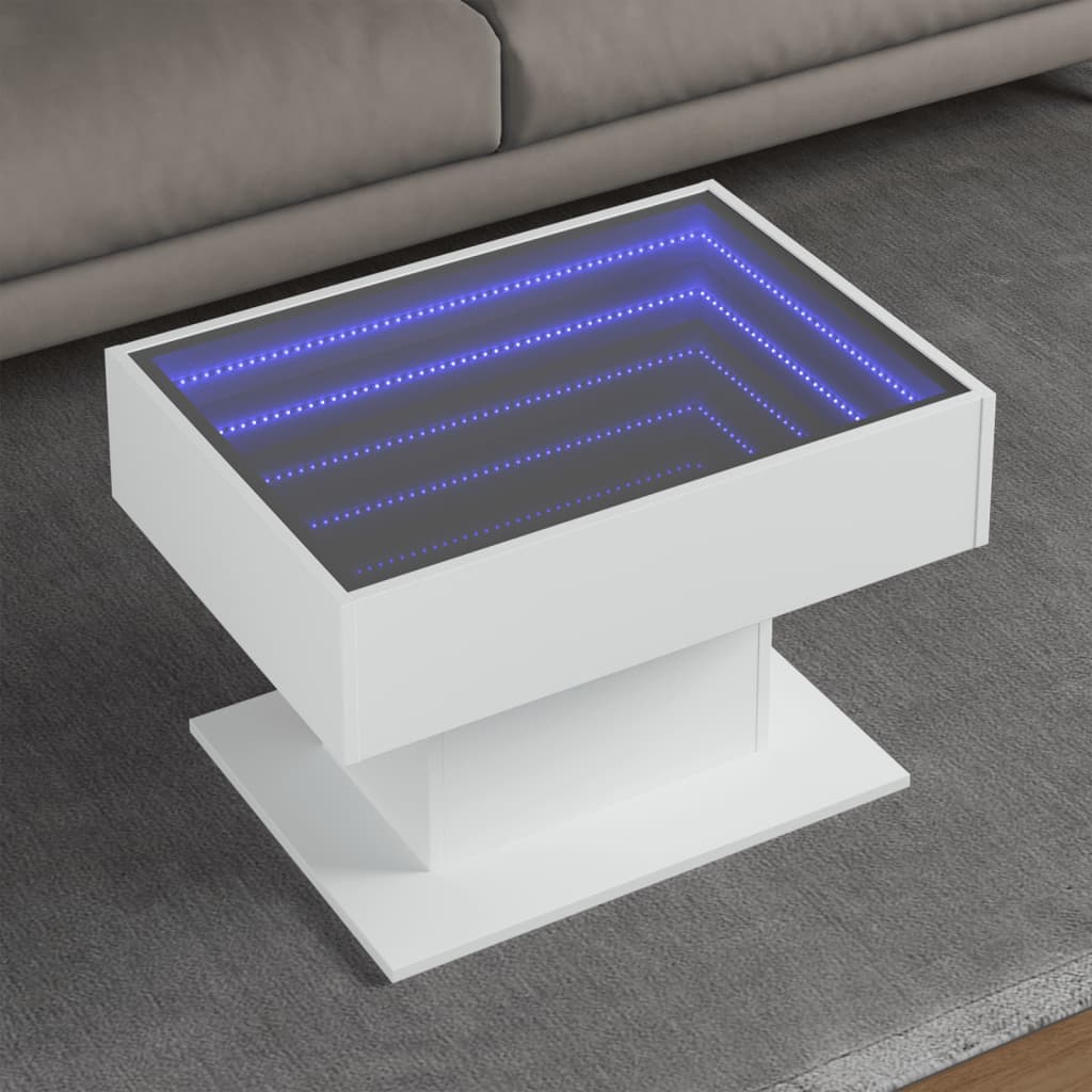 Salongbord Sofabord Hvit med LED 70x50x45 cm