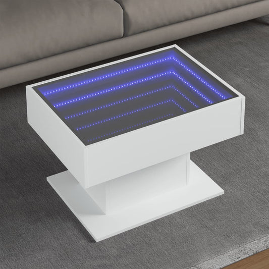 Salongbord Sofabord Hvit med LED 70x50x45 cm
