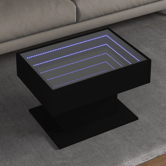 Salongbord Sofabord Svart med LED 70x50x45 cm