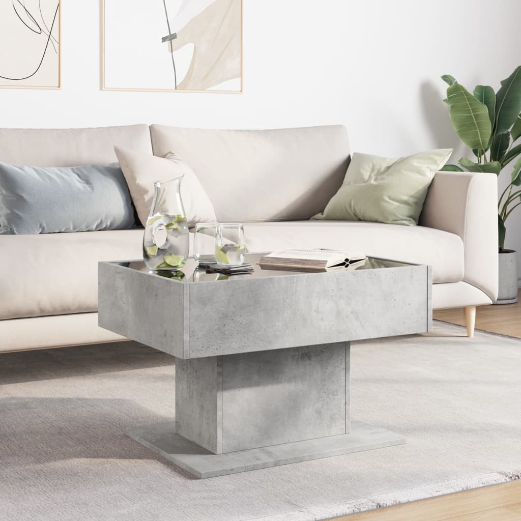 Salongbord Sofabord Betonggrå med LED 70x50x45 cm