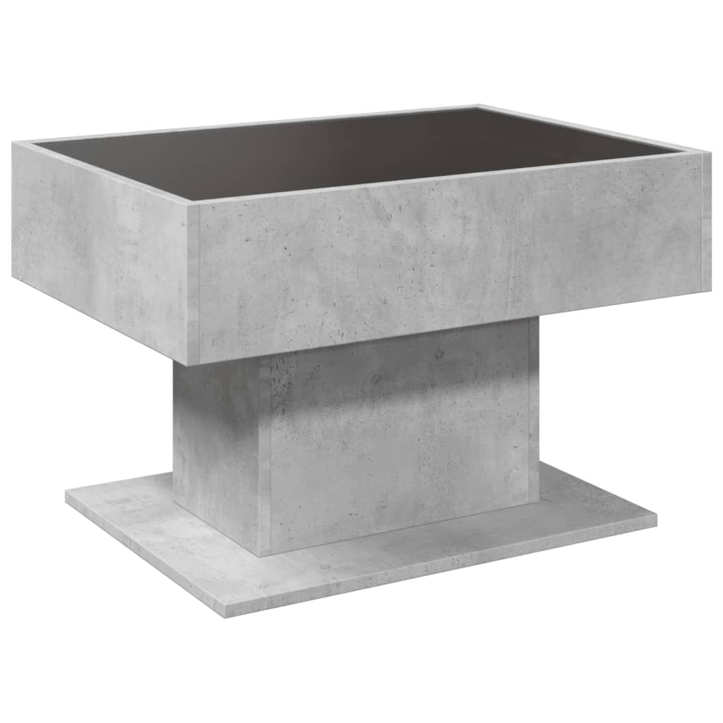 Salongbord Sofabord Betonggrå med LED 70x50x45 cm