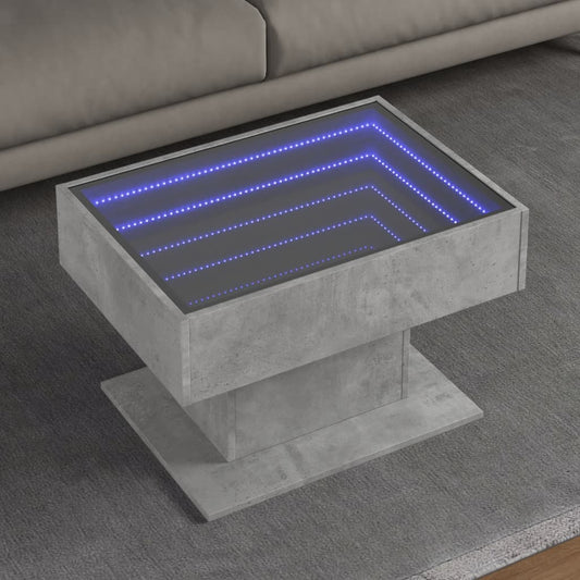 Salongbord Sofabord Betonggrå med LED 70x50x45 cm