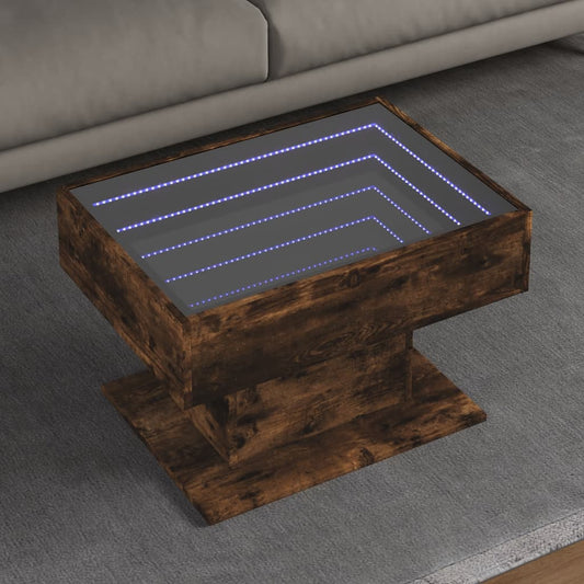 Salongbord Sofabord Røkt Eik med LED 70x50x45 cm