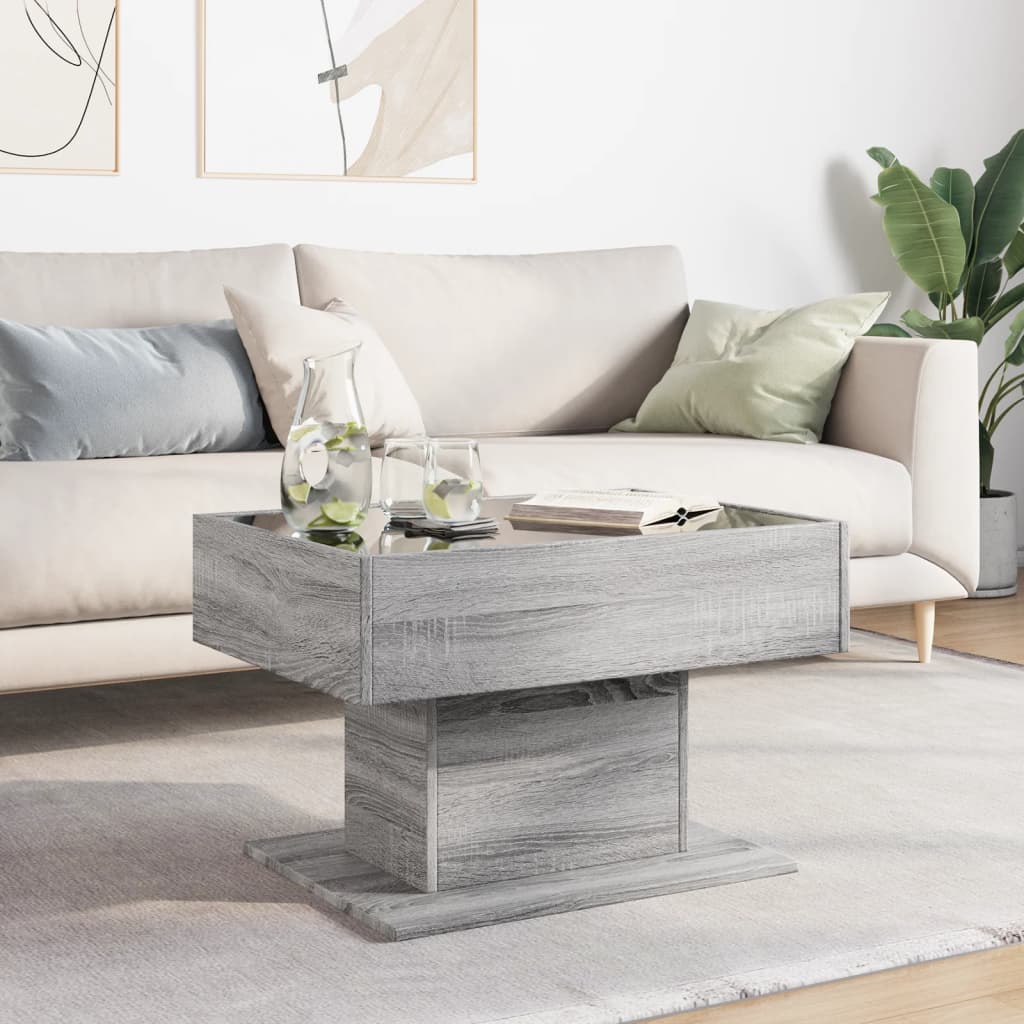 Salongbord Sofabord Sonoma Grå med LED 70x50x45 cm