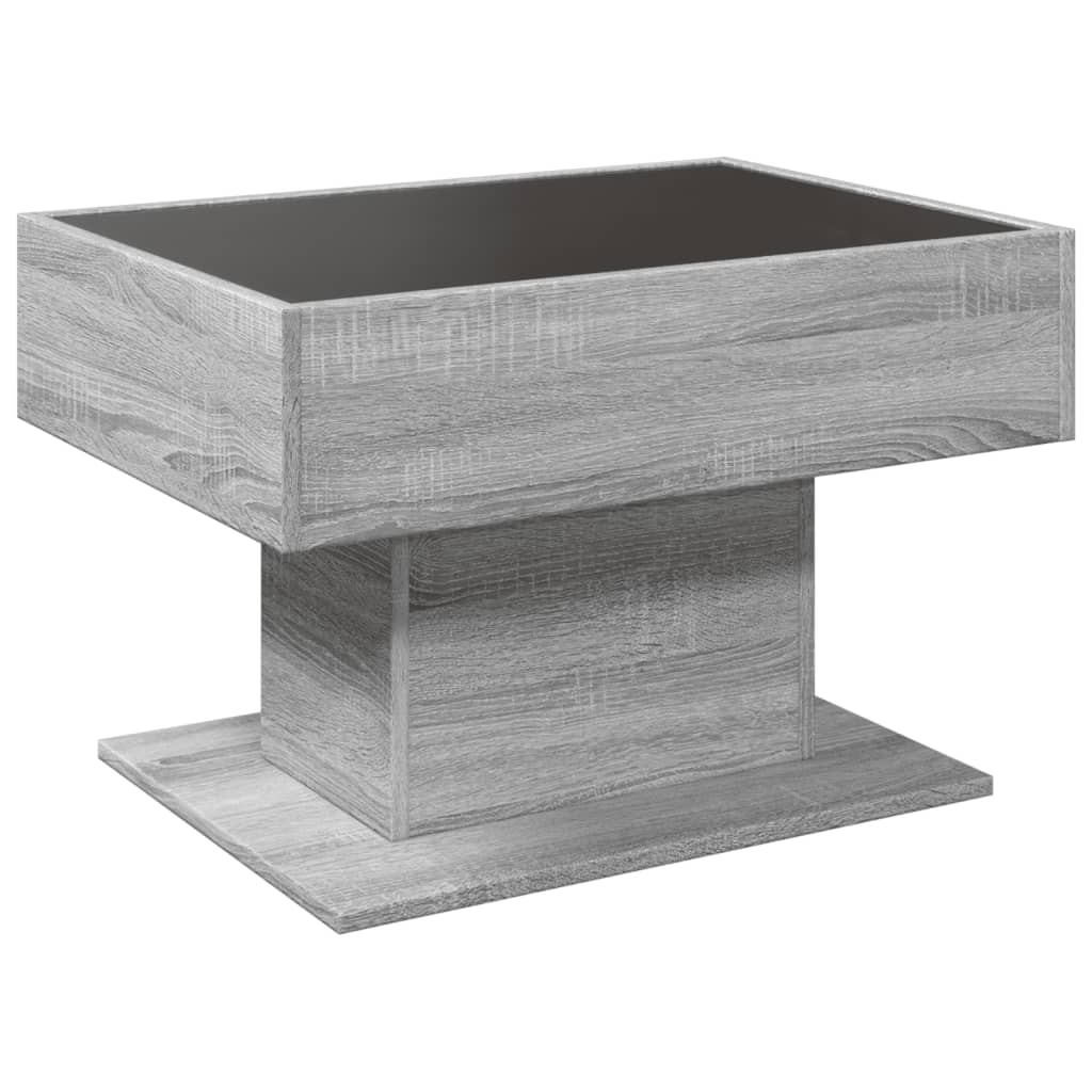 Salongbord Sofabord Sonoma Grå med LED 70x50x45 cm
