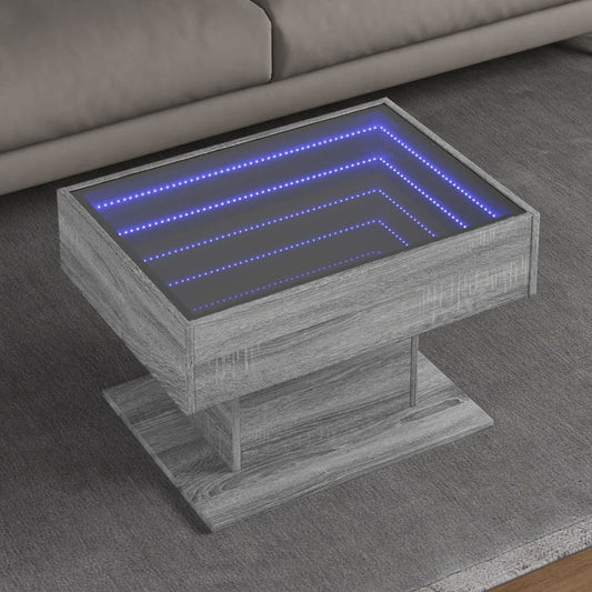 Salongbord Sofabord Sonoma Grå med LED 70x50x45 cm