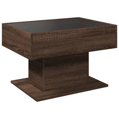 Salongbord Sofabord Brun Eik med LED 70x50x45 cm