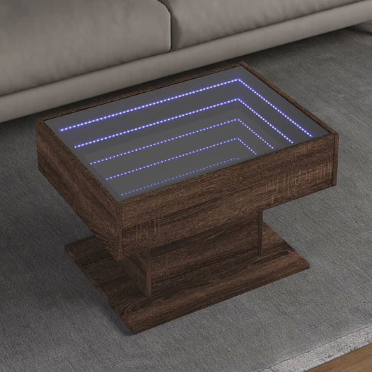 Salongbord Sofabord Brun Eik med LED 70x50x45 cm