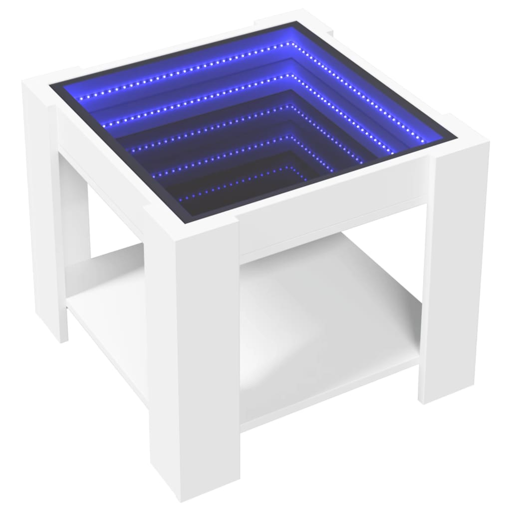 Salongbord Sofabord Hvit med LED 53x53x45 cm