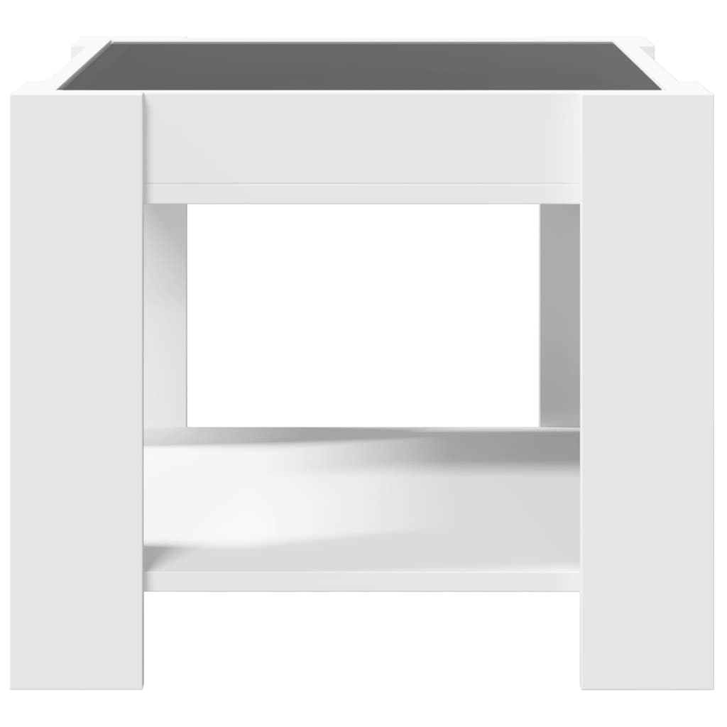 Salongbord Sofabord Hvit med LED 53x53x45 cm