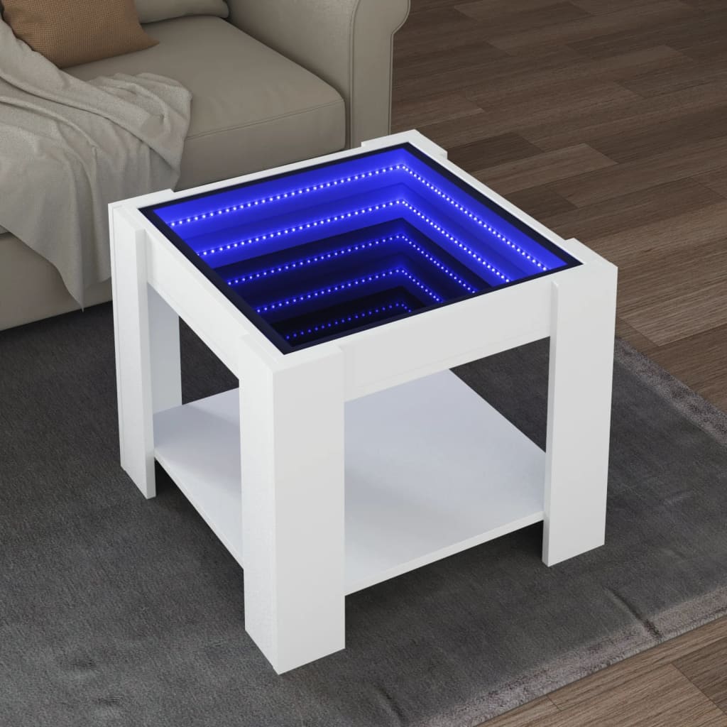 Salongbord Sofabord Hvit med LED 53x53x45 cm