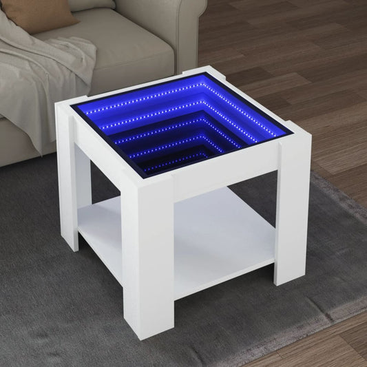 Salongbord Sofabord Hvit med LED 53x53x45 cm