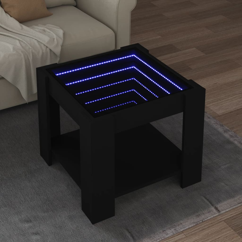 Salongbord Sofabord Svart med LED 53x53x45 cm