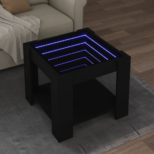 Salongbord Sofabord Svart med LED 53x53x45 cm