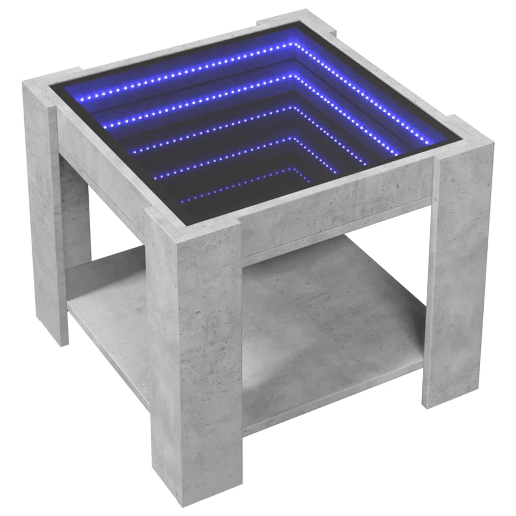 Salongbord Sofabord Betonggrå med LED 53x53x45 cm