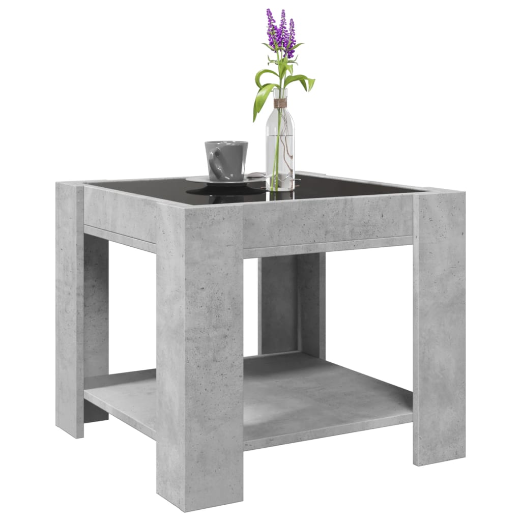 Salongbord Sofabord Betonggrå med LED 53x53x45 cm
