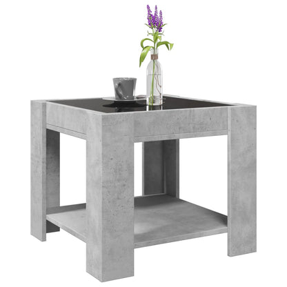 Salongbord Sofabord Betonggrå med LED 53x53x45 cm