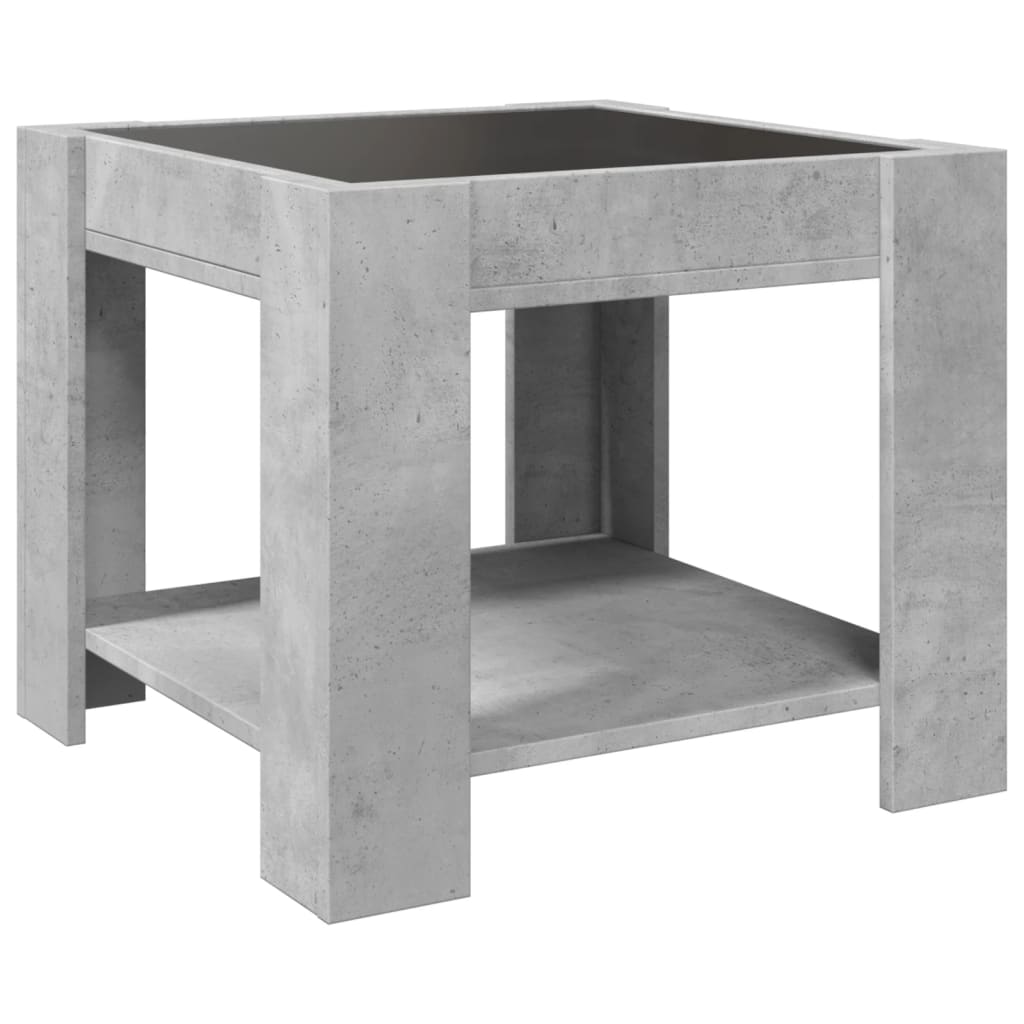 Salongbord Sofabord Betonggrå med LED 53x53x45 cm