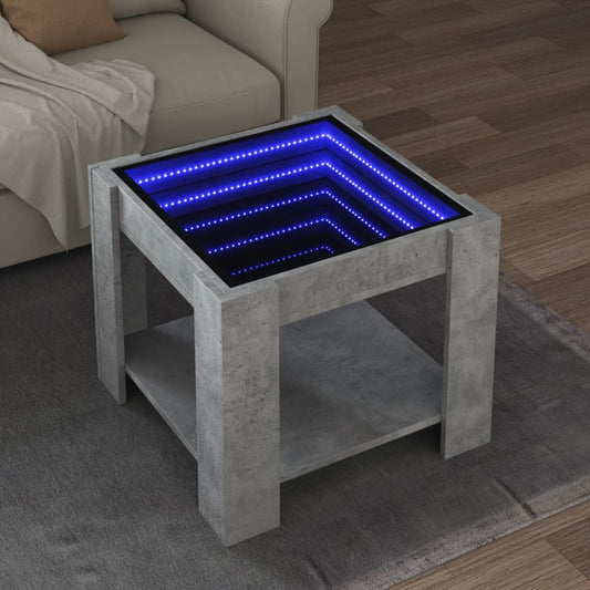 Salongbord Sofabord Betonggrå med LED 53x53x45 cm