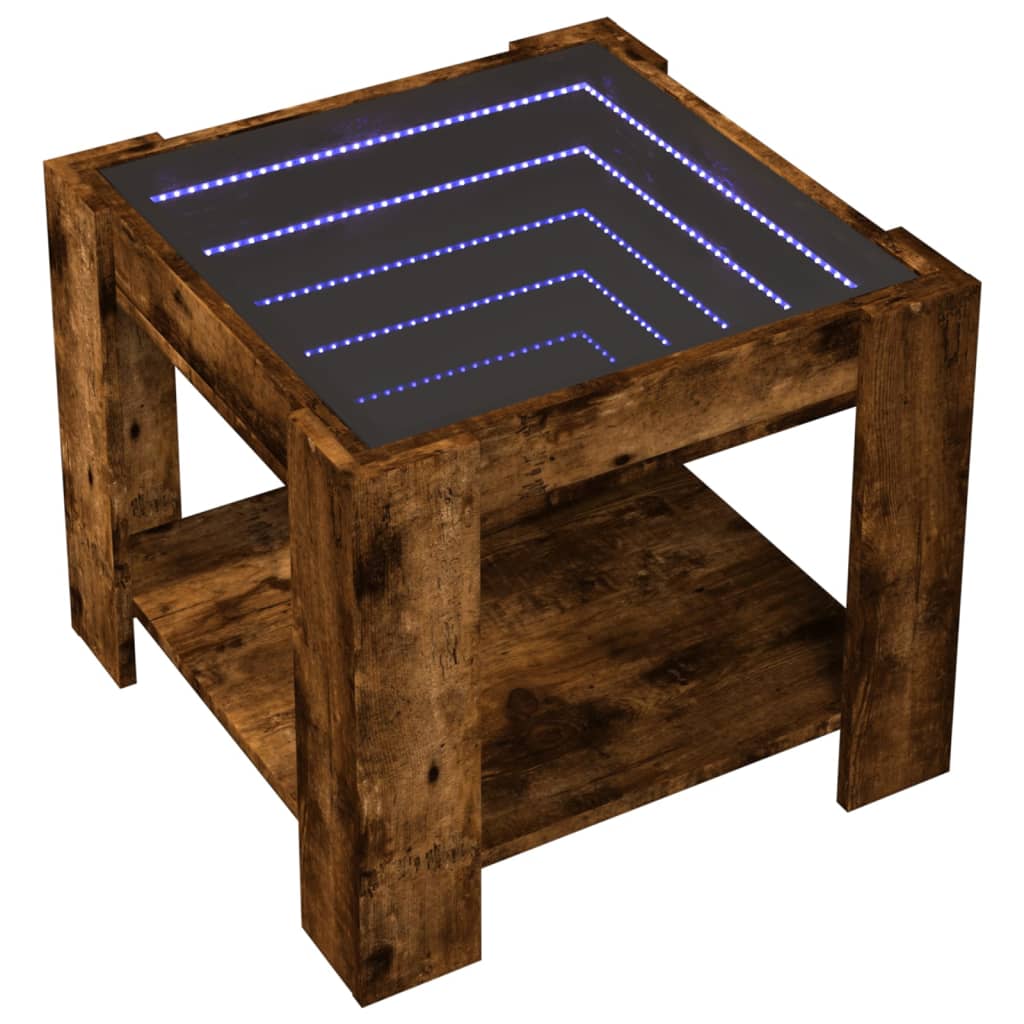 Salongbord Sofabord Røkt Eik med LED 53x53x45 cm