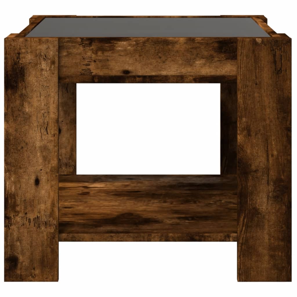 Salongbord Sofabord Røkt Eik med LED 53x53x45 cm