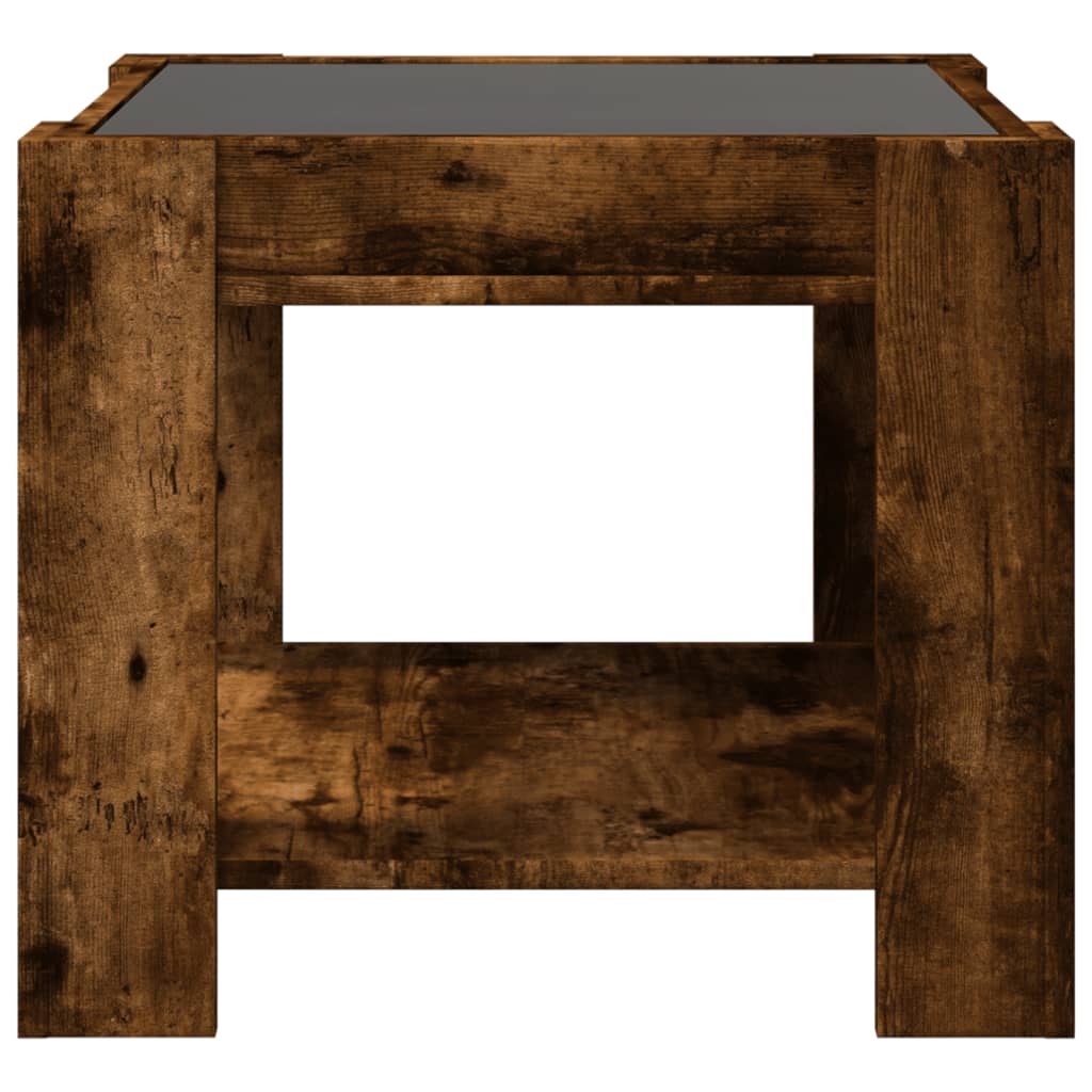 Salongbord Sofabord Røkt Eik med LED 53x53x45 cm