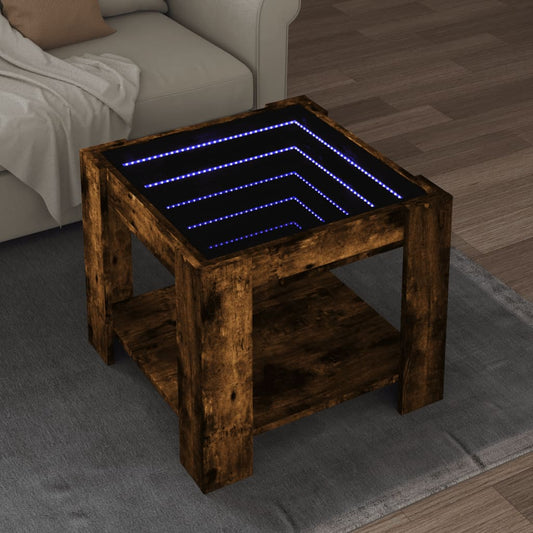 Salongbord Sofabord Røkt Eik med LED 53x53x45 cm