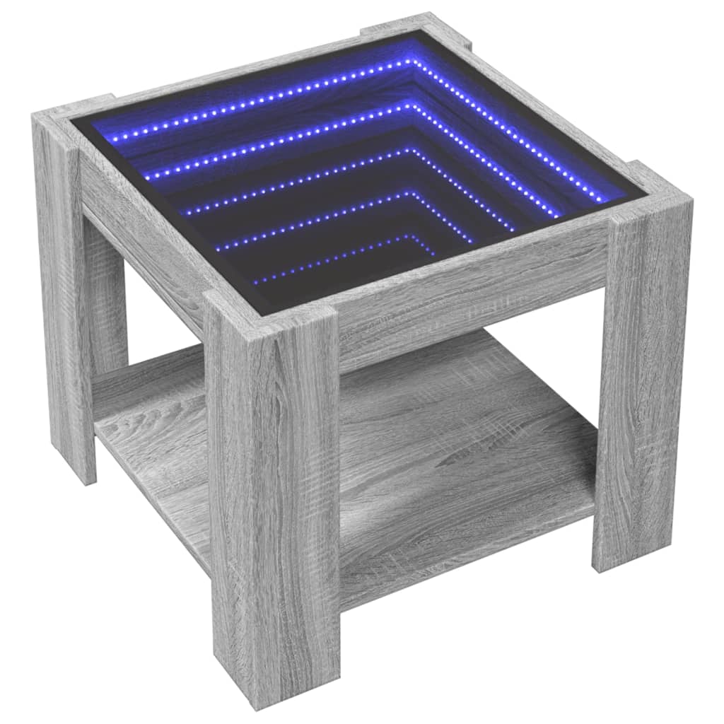 Salongbord Sofabord Sonoma Grå med LED 53x53x45 cm