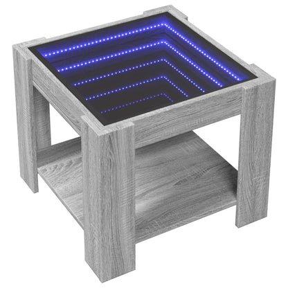 Salongbord Sofabord Sonoma Grå med LED 53x53x45 cm