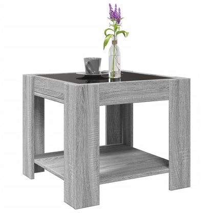 Salongbord Sofabord Sonoma Grå med LED 53x53x45 cm