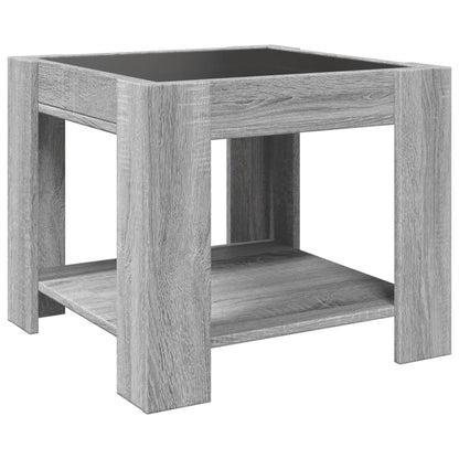 Salongbord Sofabord Sonoma Grå med LED 53x53x45 cm