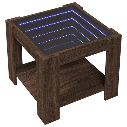 Salongbord Sofabord Brun Eik med LED 53x53x45 cm