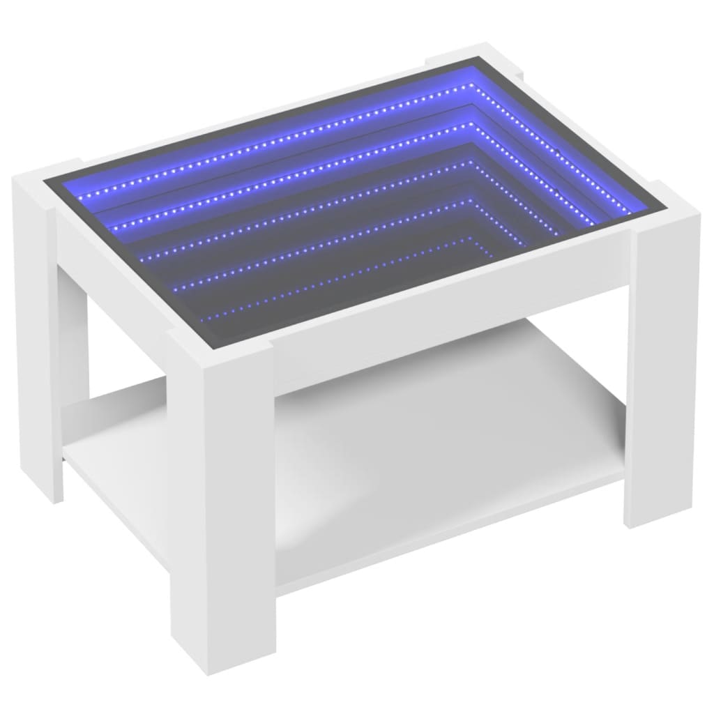 Salongbord Sofabord Hvit med LED 73x53x45 cm