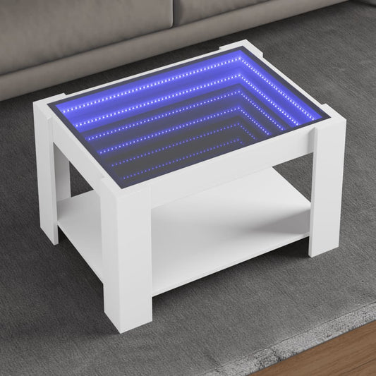 Salongbord Sofabord Hvit med LED 73x53x45 cm