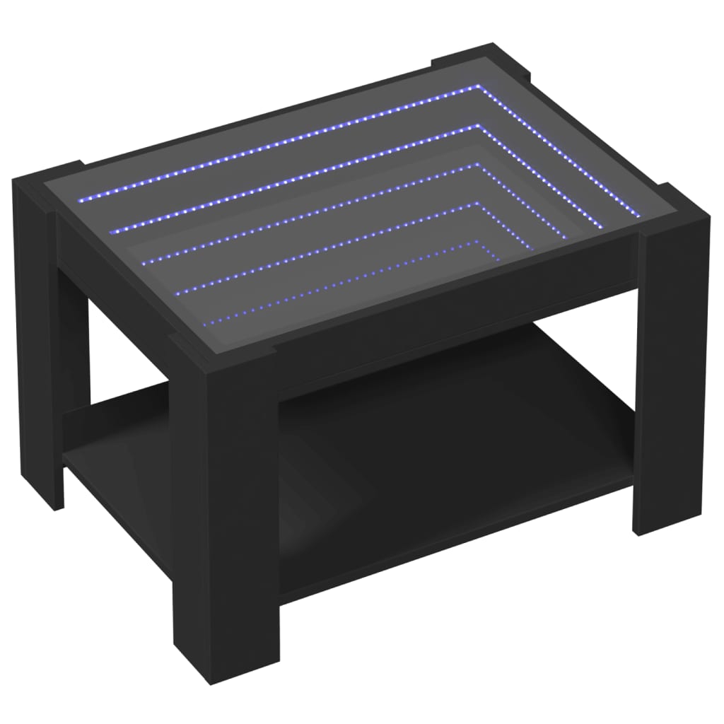 Salongbord Sofabord Svart med LED 73x53x45 cm