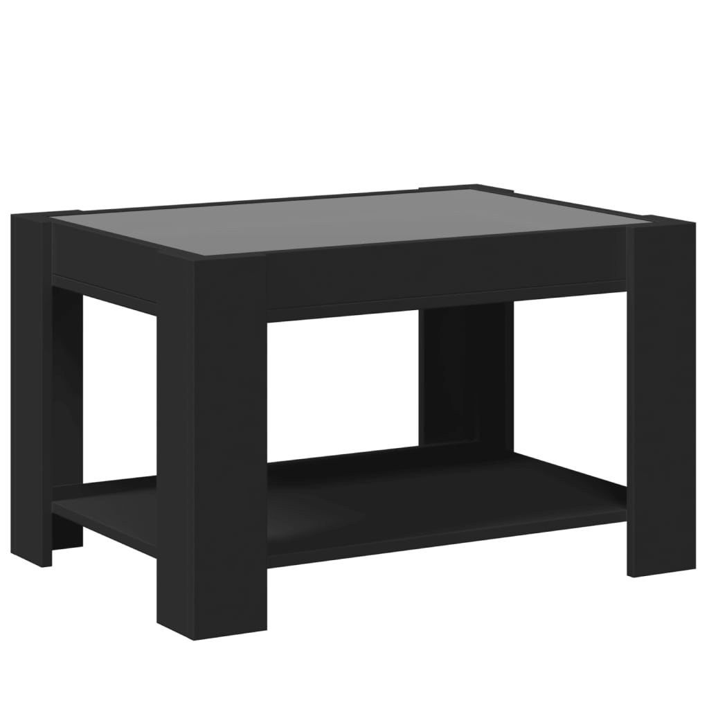Salongbord Sofabord Svart med LED 73x53x45 cm