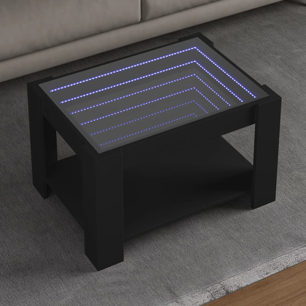 Salongbord Sofabord Svart med LED 73x53x45 cm
