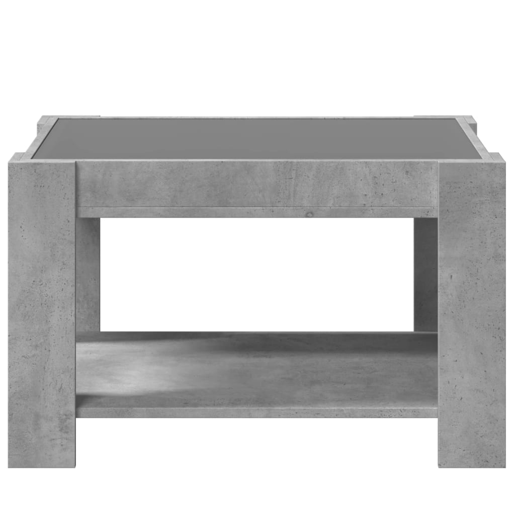 Salongbord Sofabord Betonggrå med LED 73x53x45 cm
