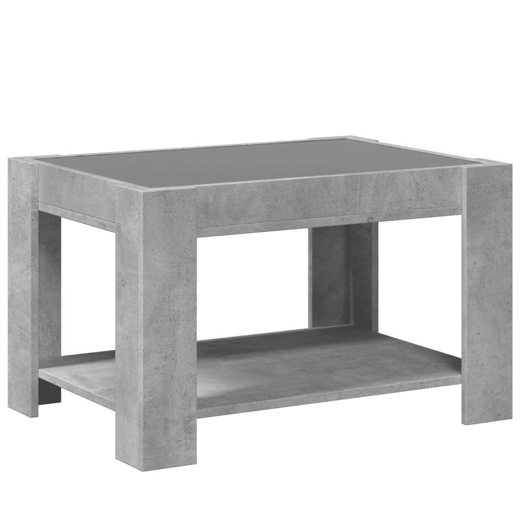 Salongbord Sofabord Betonggrå med LED 73x53x45 cm