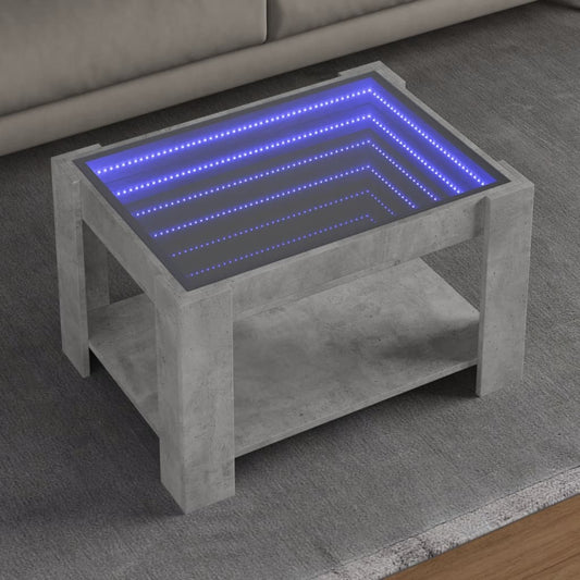 Salongbord Sofabord Betonggrå med LED 73x53x45 cm