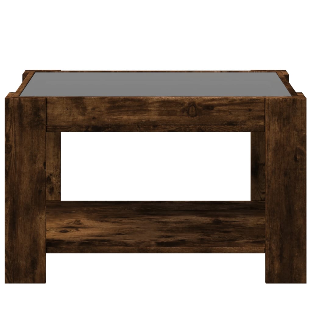 Salongbord Sofabord Røkt Eik med LED 73x53x45 cm