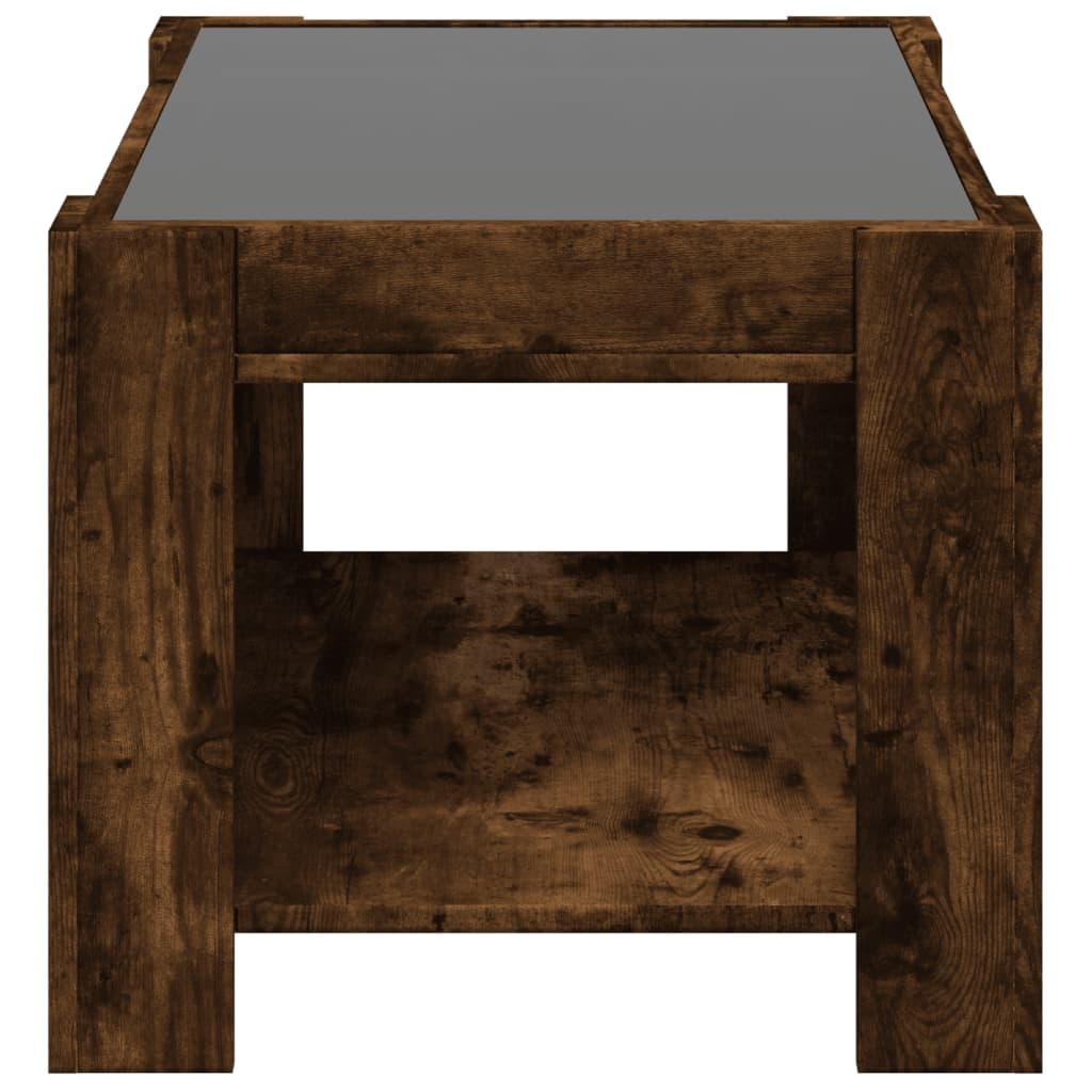 Salongbord Sofabord Røkt Eik med LED 73x53x45 cm