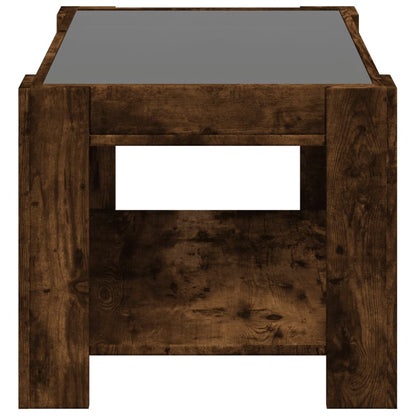 Salongbord Sofabord Røkt Eik med LED 73x53x45 cm