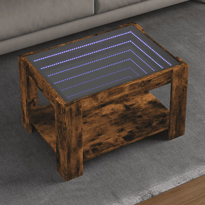 Salongbord Sofabord Røkt Eik med LED 73x53x45 cm