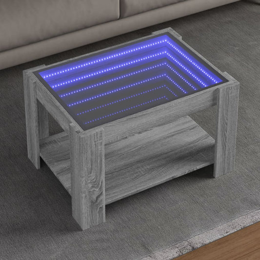 Salongbord Sofabord Sonoma Grå med LED 73x53x45 cm
