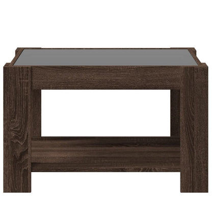 Salongbord Sofabord Brun Eik med LED 73x53x45 cm