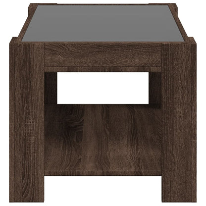 Salongbord Sofabord Brun Eik med LED 73x53x45 cm