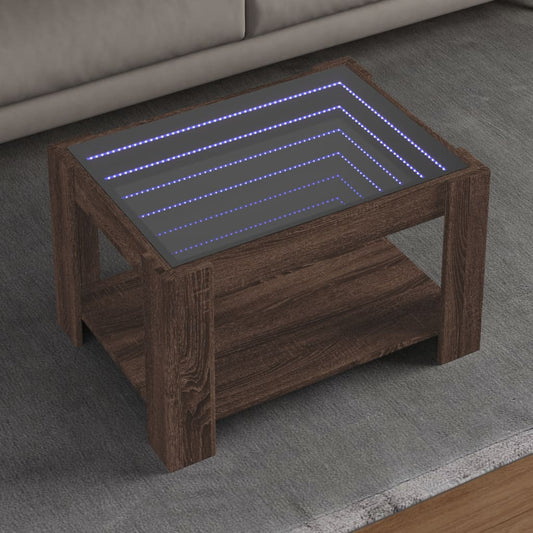 Salongbord Sofabord Brun Eik med LED 73x53x45 cm